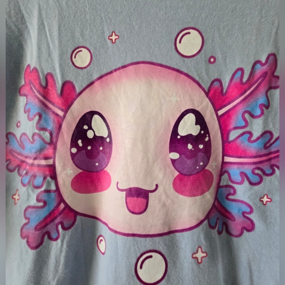 Women's Hot Topic Blue Axolotl Short Sleeve TShirt Top Medium - Picture 3 of 4